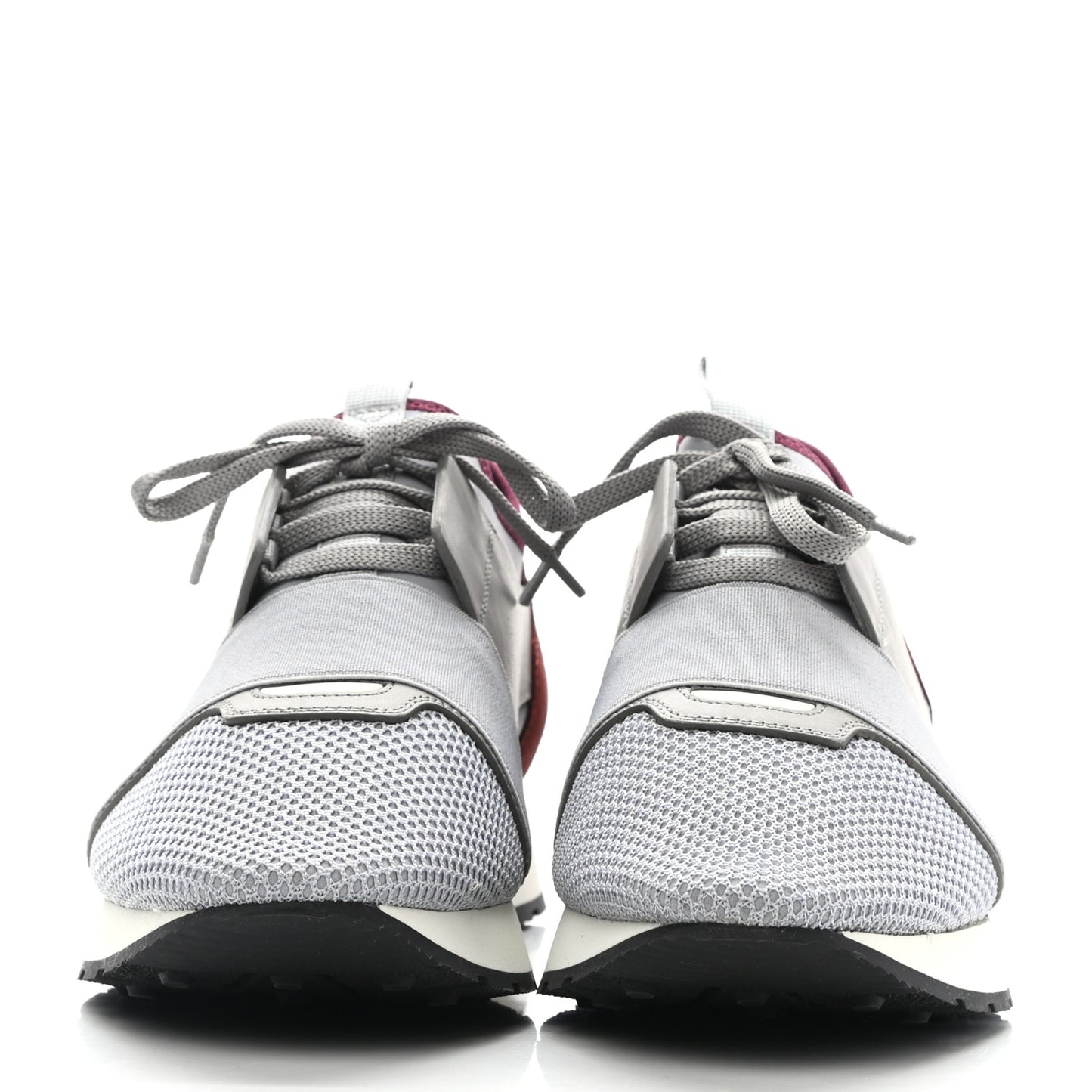 Mesh Calfskin Neoprene Mens Race Runner Sneakers 42 Grey Burgundy
