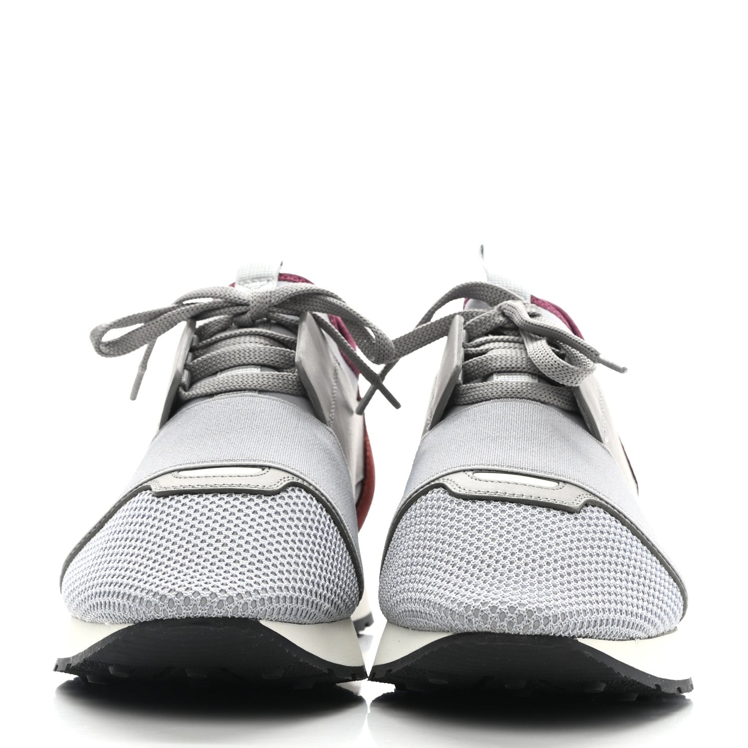 Balenciaga Mesh Calfskin Neoprene Mens Race Runner Sneakers 42 Grey Burgundy 2 of 7