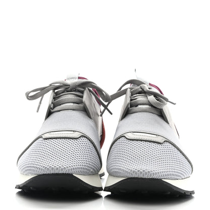 Balenciaga Mesh Calfskin Neoprene Mens Race Runner Sneakers 42 Grey Burgundy 2 of 7