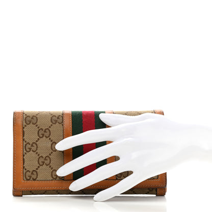 Gucci Monogram Vintage Web Continental Wallet Tobacco 2 of 12