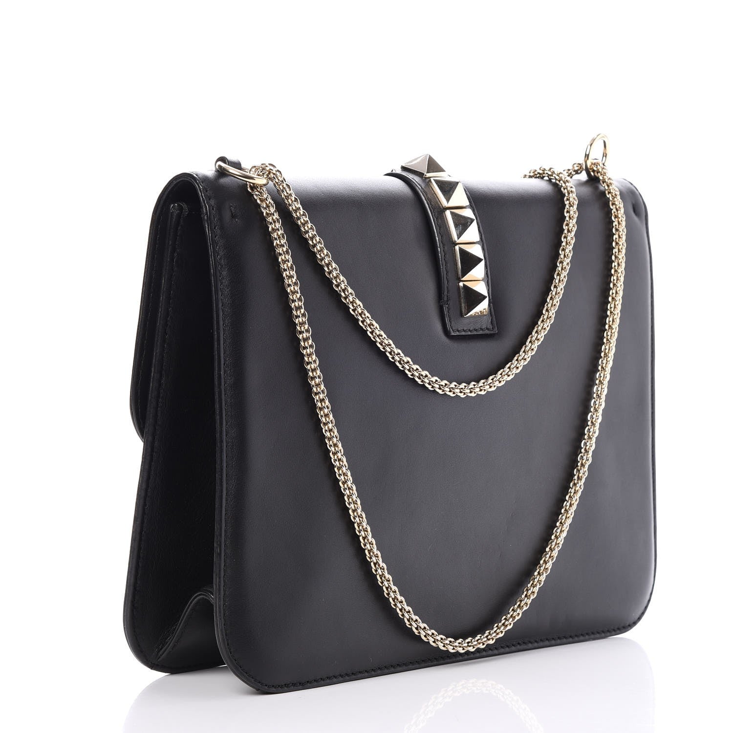 Valentino Garavani Vitello Large Glam Lock Rockstud Flap Black 3 of 7