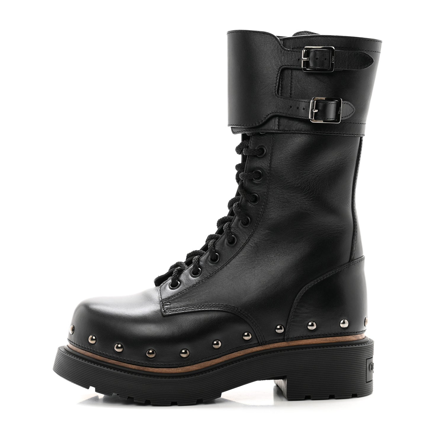 Calfskin Diorquake 25mm Combat Boots 36 Black
