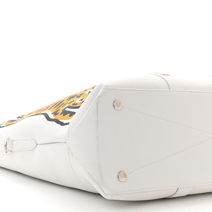 Louis Vuitton X NIGO Calfskin Tiger Journey Tote White 7 of 13