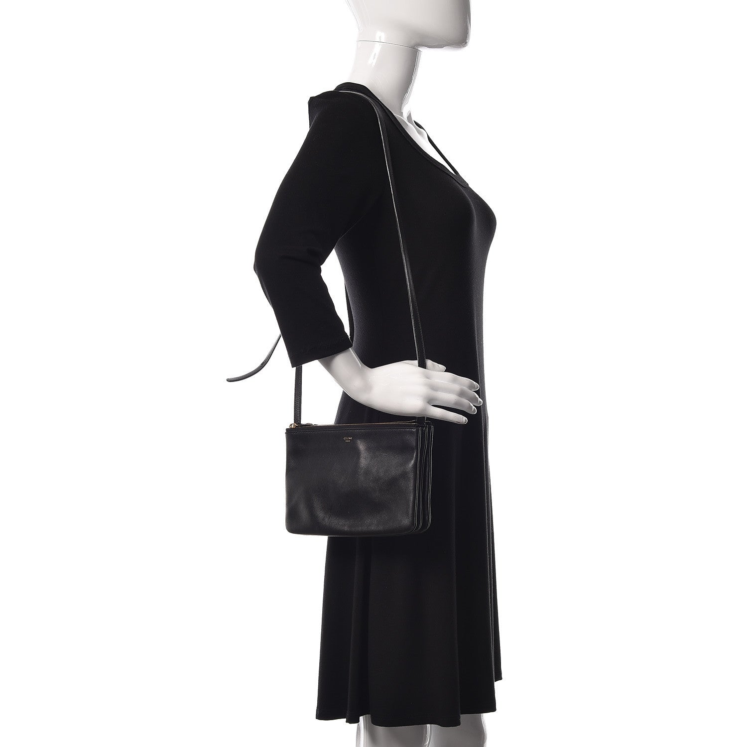 Celine Lambskin Small Trio Crossbody Bag Black 2 of 12