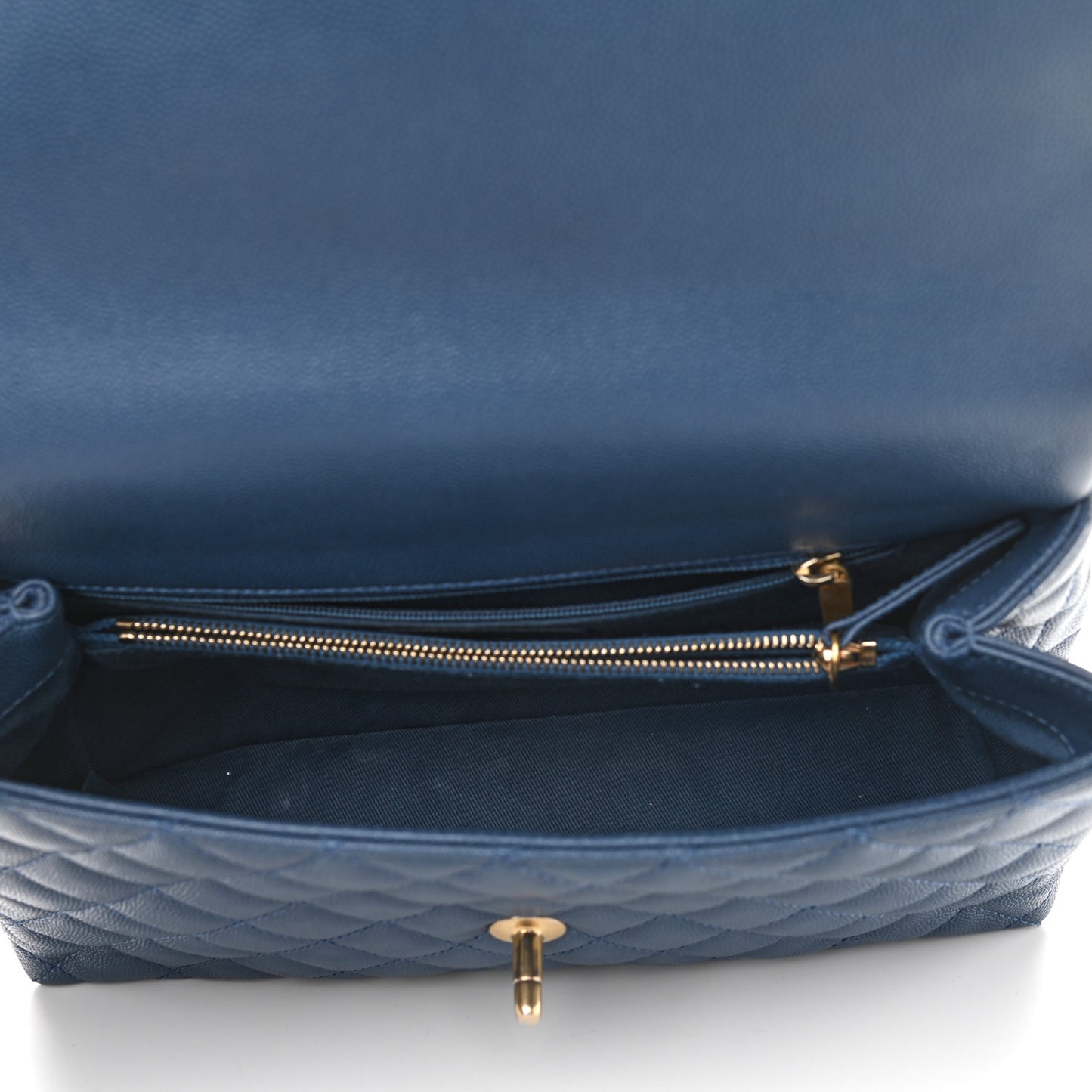 Caviar Quilted Small Coco Handle Flap Blue