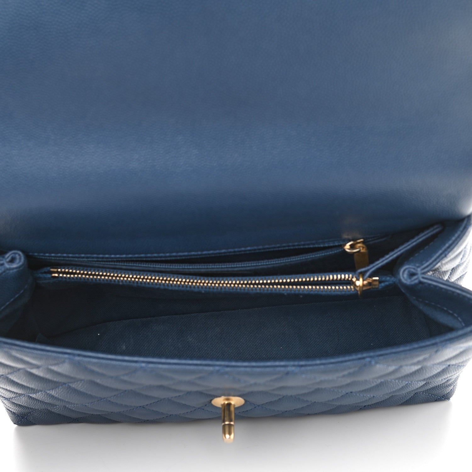 Chanel Caviar Quilted Small Coco Handle Flap Blue 5 of 13