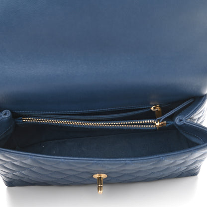 Chanel Caviar Quilted Small Coco Handle Flap Blue 5 of 13