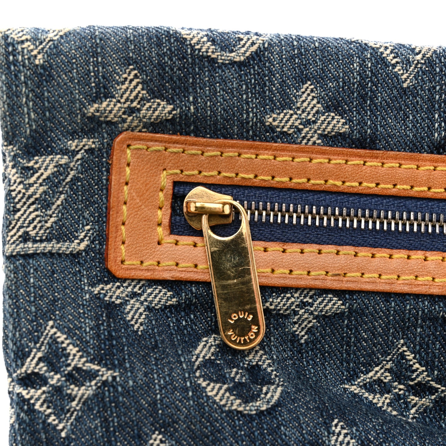Monogram Denim Pochette Plat Clutch Blue
