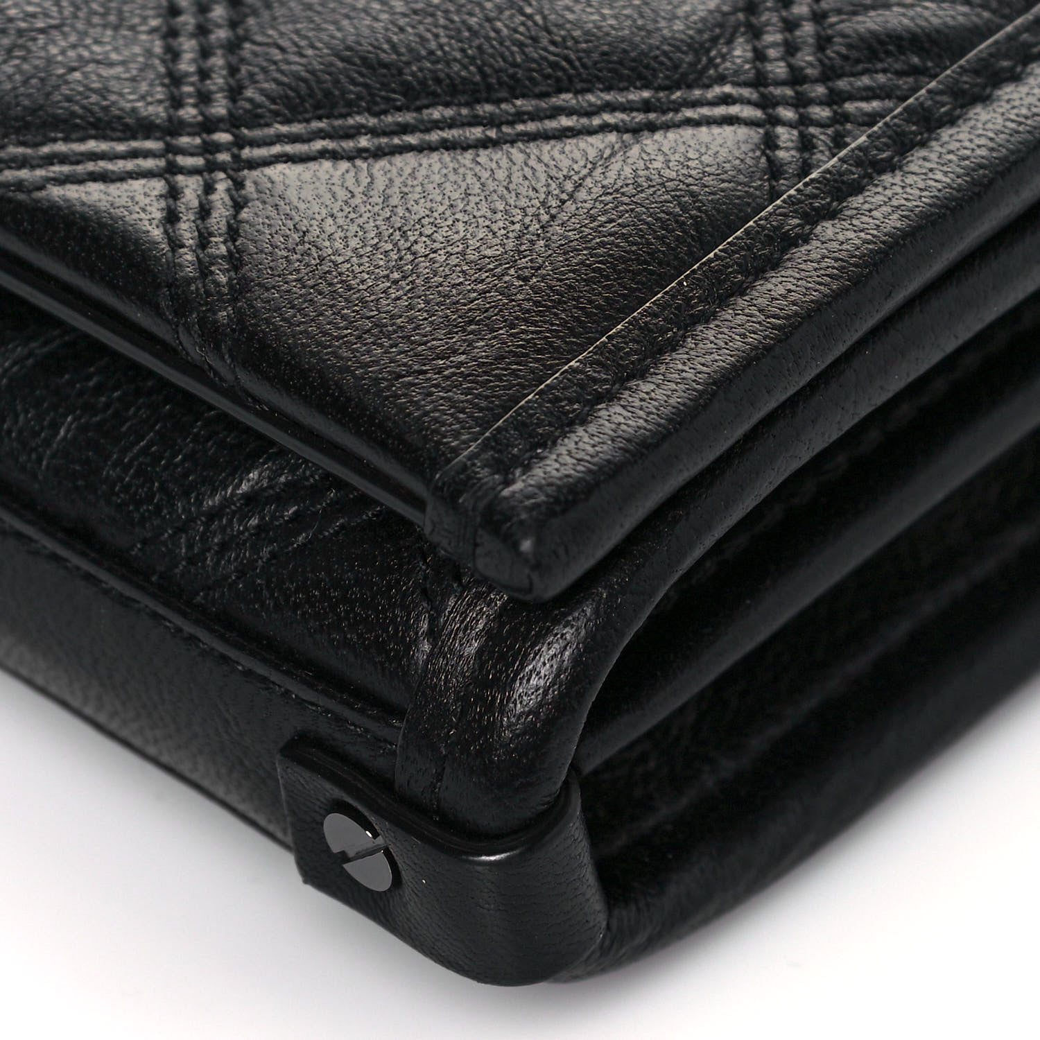 Saint Laurent Lambskin Diamond Quilted Becky Chain Wallet Black 9 of 13