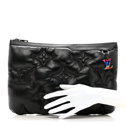 Louis Vuitton Lambskin Puffer A4 Pouch Black 2 of 6