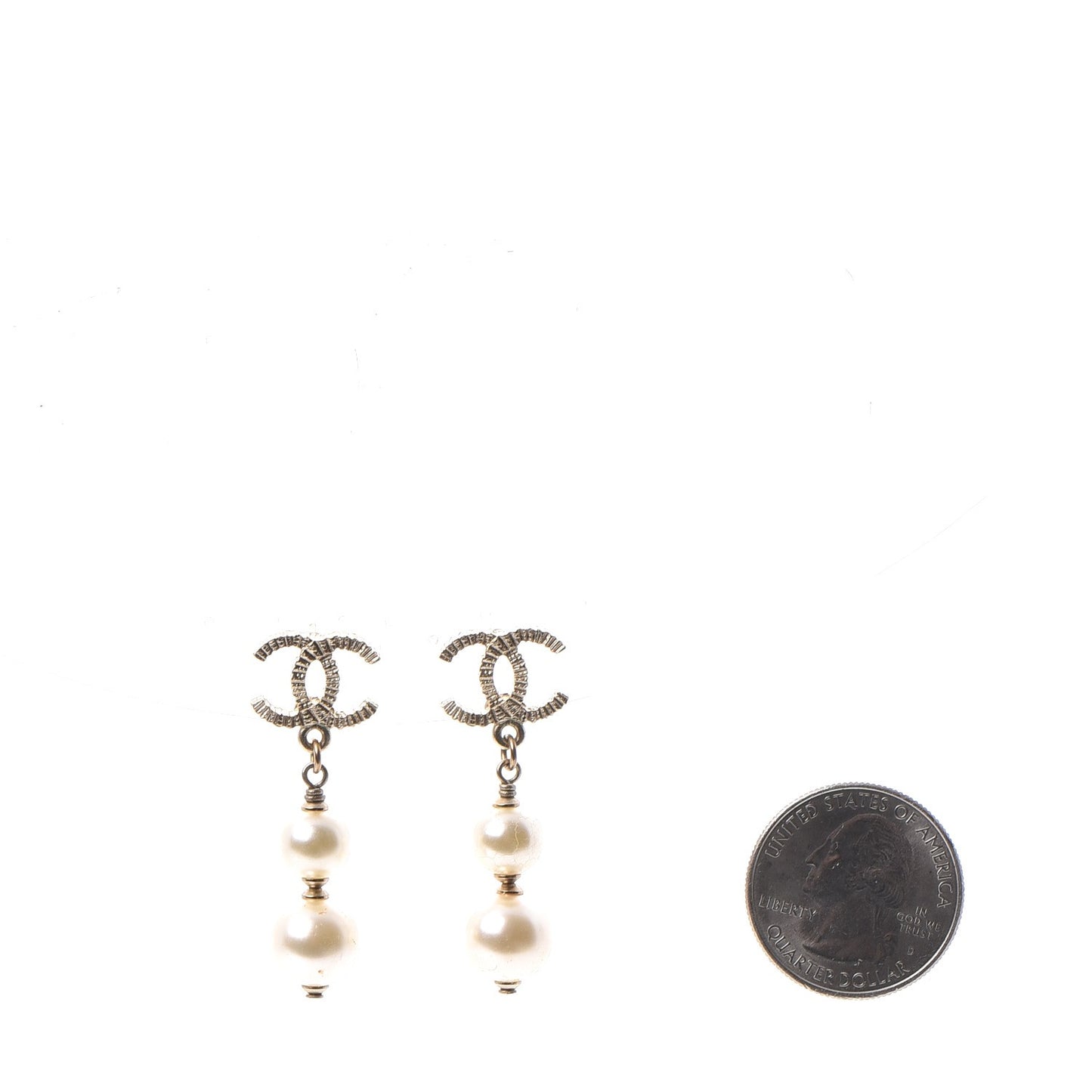 Pearl CC Drop Earrings Gold
