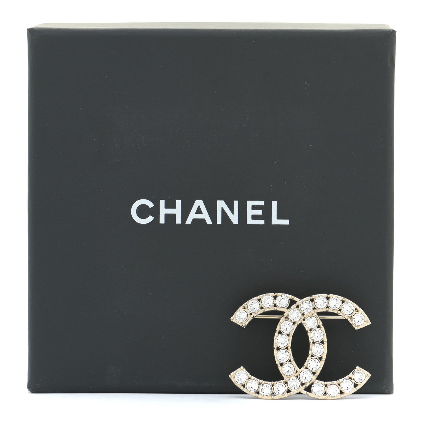 Crystal CC Brooch Gold