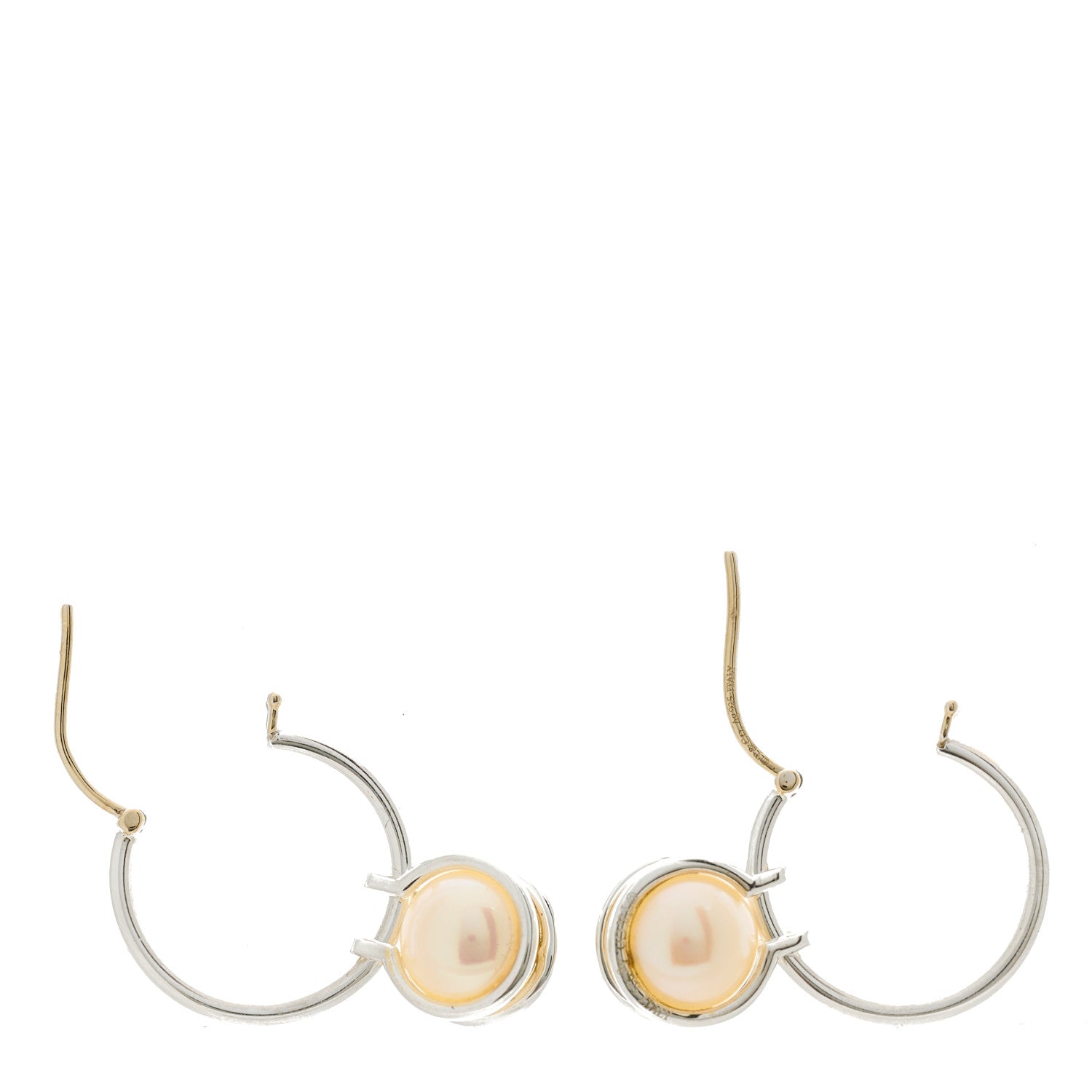 Tiffany Sterling Silver Pearl HardWear Hoop Earrings 3 of 4
