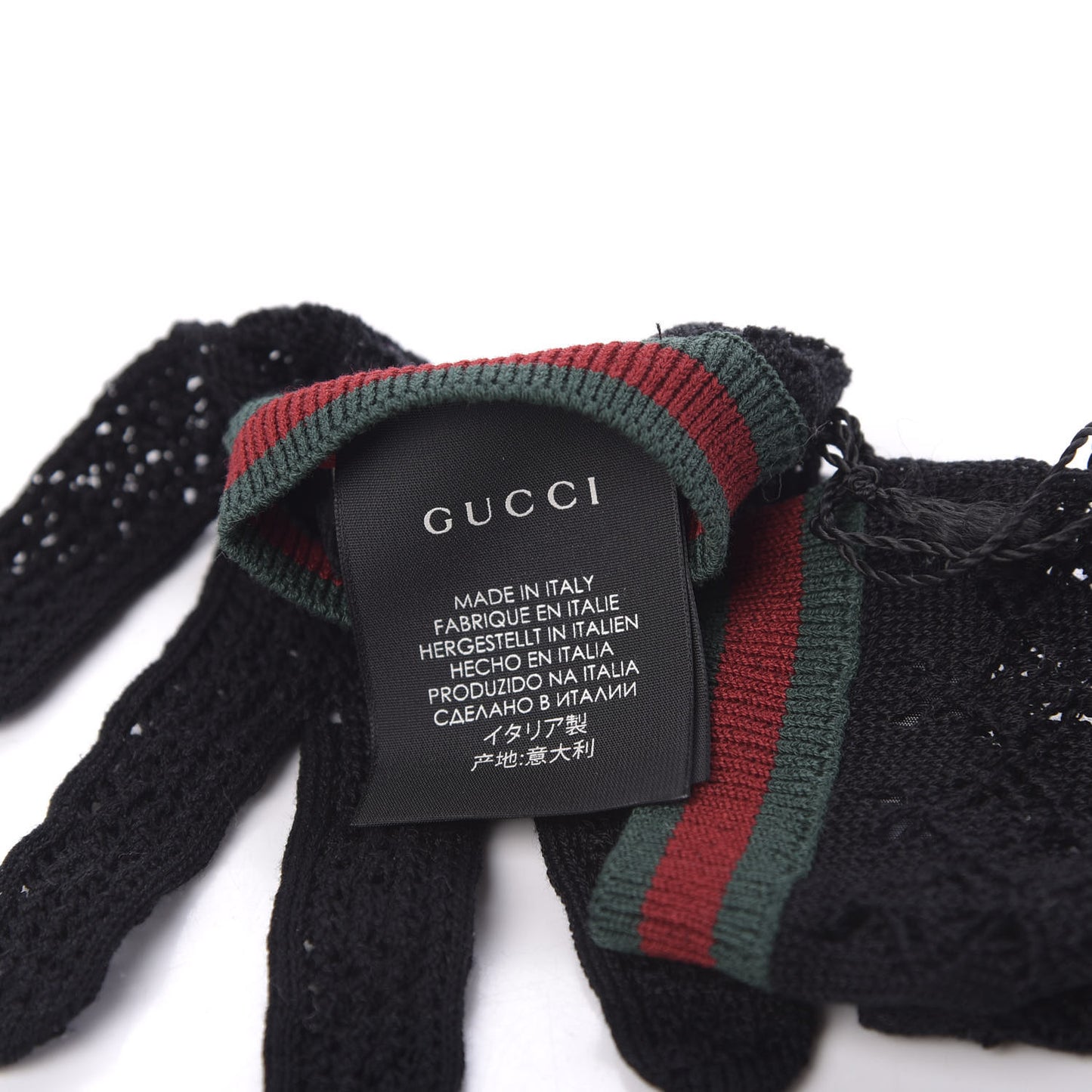 Crochet Pearl Web Gloves S Black
