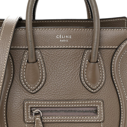 Celine Drummed Calfskin Nano Luggage Souris 8 of 16
