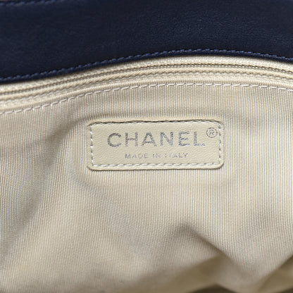 Chanel Washed Lambskin Quilted Chain Around Maxi Flap Dark Navy Blue 6 of 11