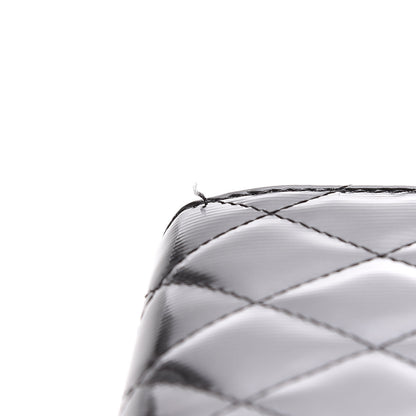 Chanel Striated Patent Quilted Zipped Pocket Wallet Grey 5 of 9