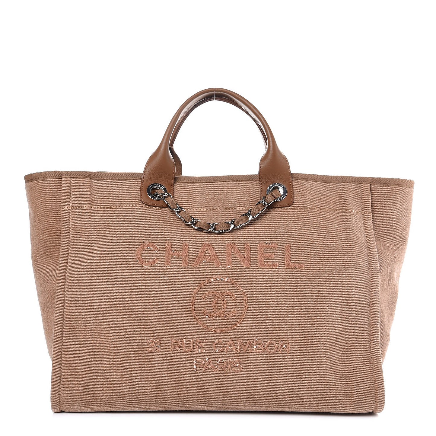 Canvas Sequin Large Deauville Tote Ecru