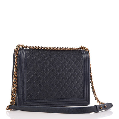 Chanel Caviar Quilted Large Boy Flap Blue 3 of 14