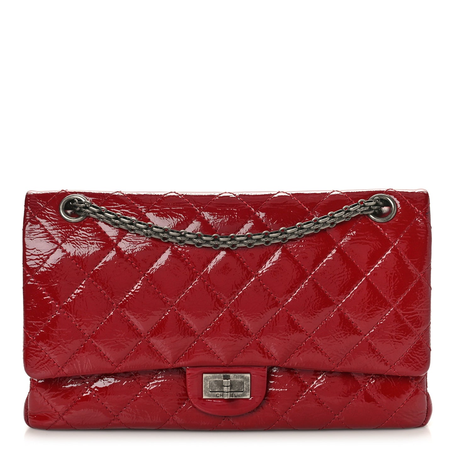 Aged Glazed Calfskin Quilted 2.55 Reissue 226 Flap Red