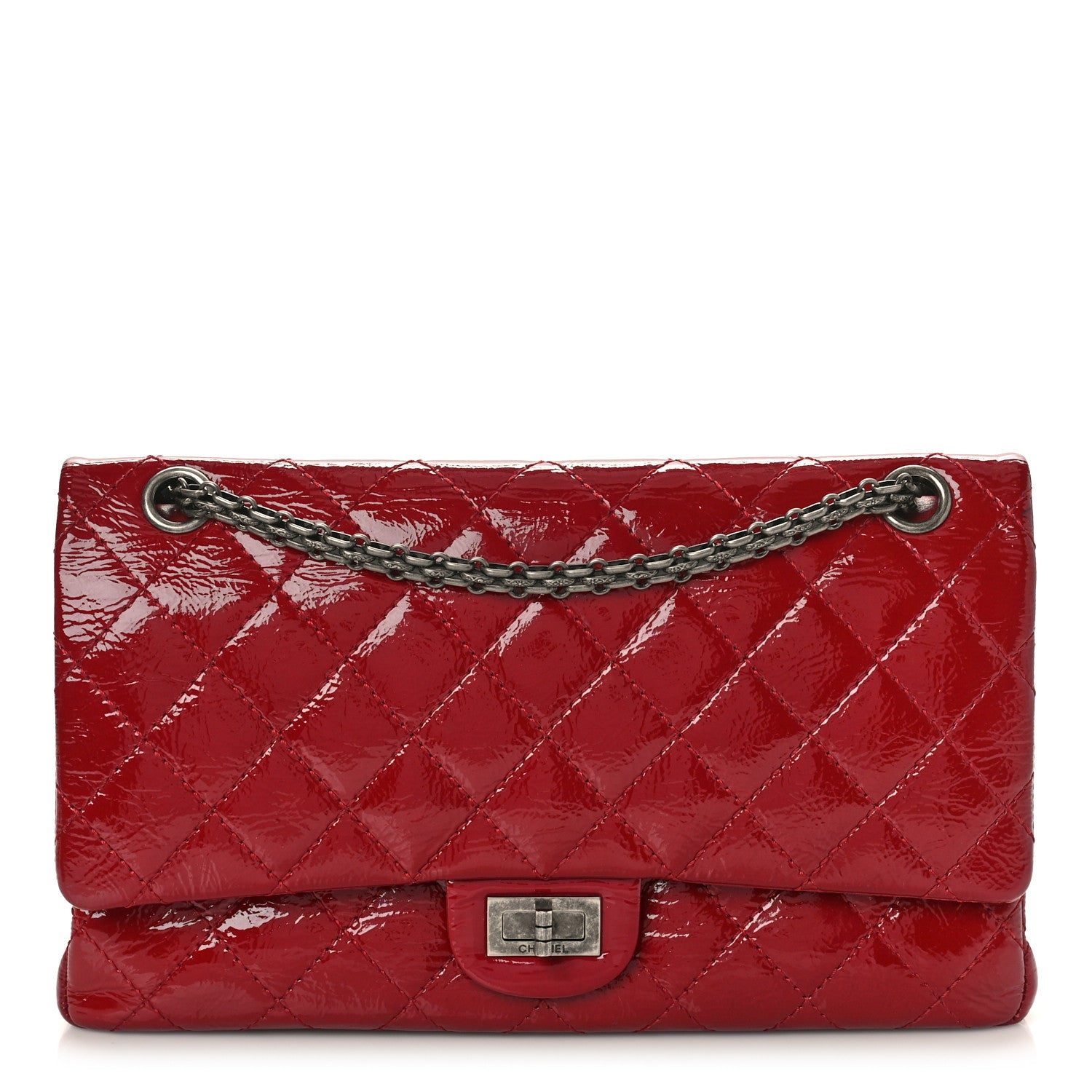 Chanel Aged Glazed Calfskin Quilted 2.55 Reissue 226 Flap Red 1 of 14