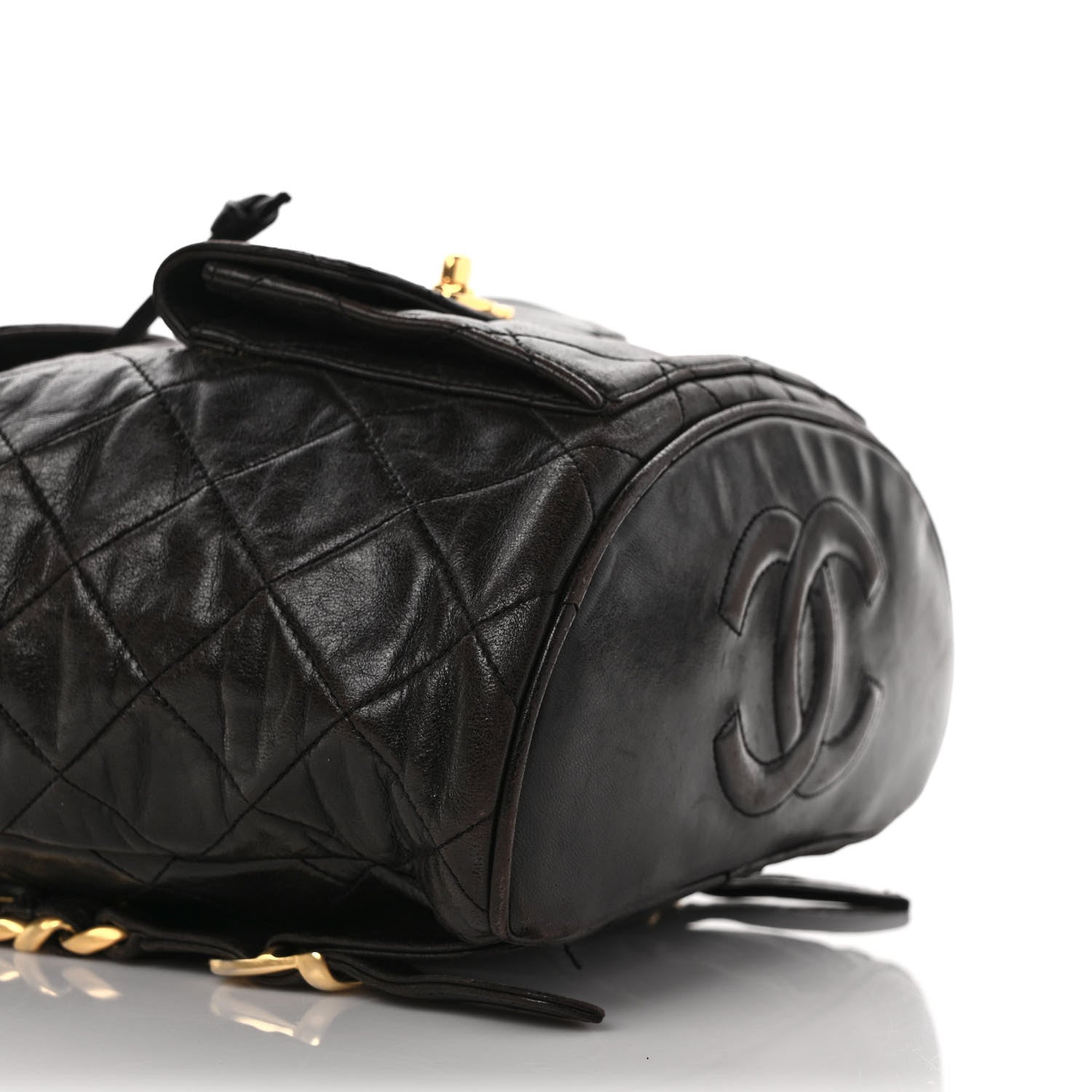 Chanel Lambskin Quilted Drawstring Backpack Black 7 of 13