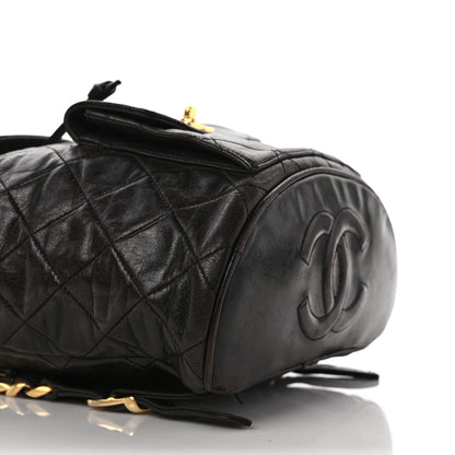 Chanel Lambskin Quilted Drawstring Backpack Black 7 of 13
