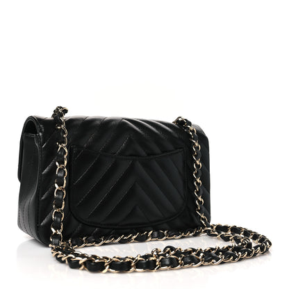 Chanel Lambskin Chevron Quilted Mini Rectangular Flap Black 3 of 10