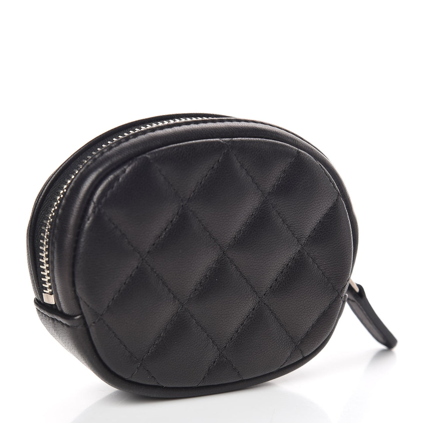 Lambskin Quilted Zip Around Classic Coin Purse Black