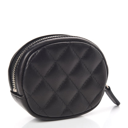 Chanel Lambskin Quilted Zip Around Classic Coin Purse Black 3 of 10
