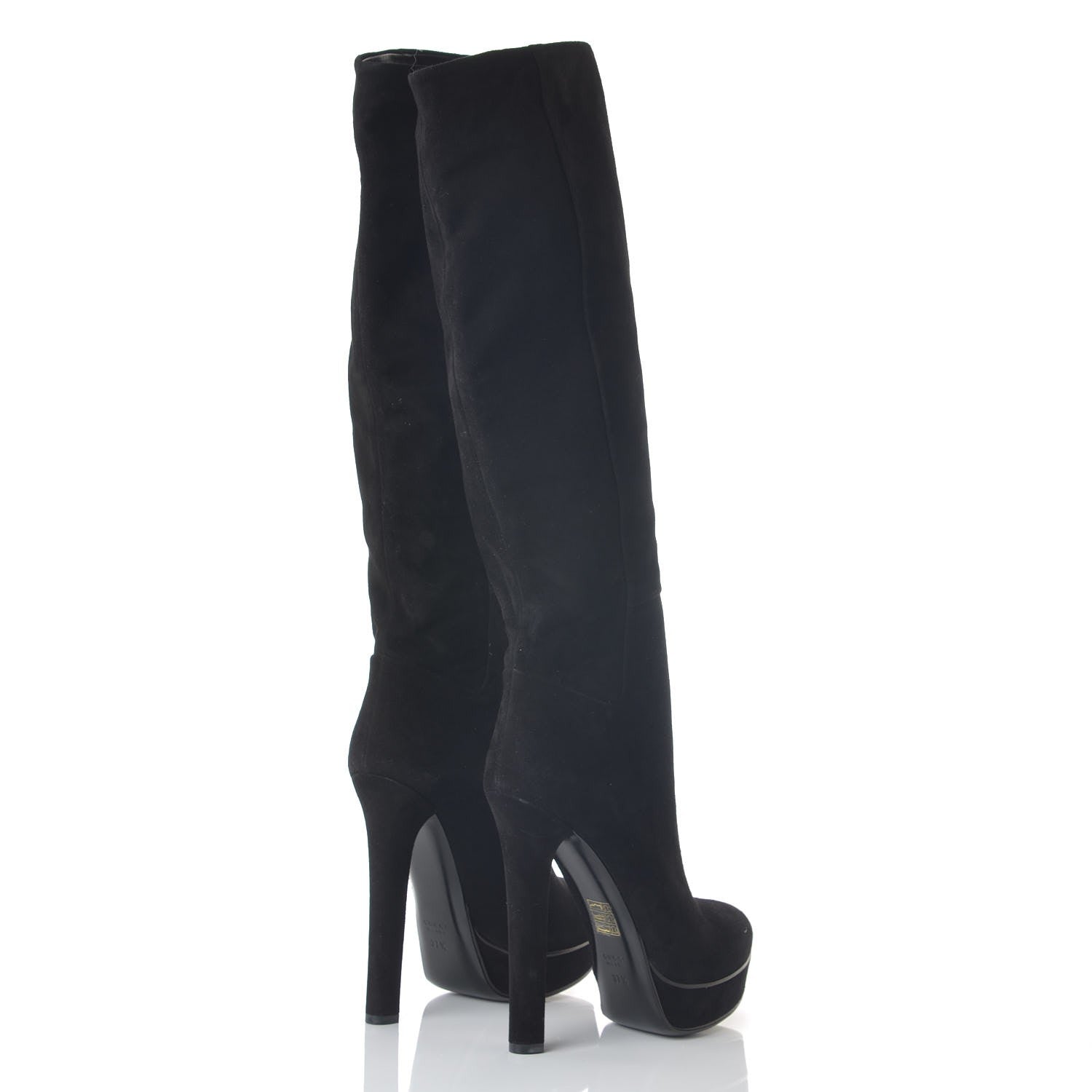 Gucci Suede Knee High Alexa Platform Boots 37.5 Black 4 of 7