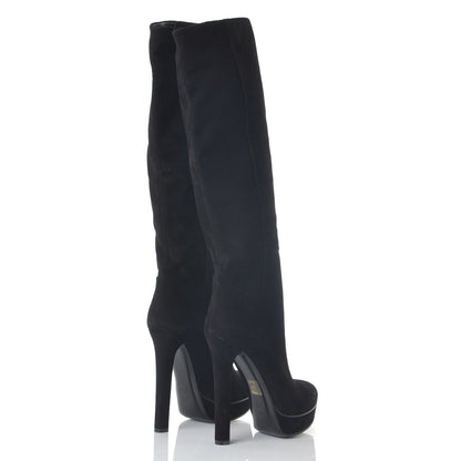 Gucci Suede Knee High Alexa Platform Boots 37.5 Black 4 of 7