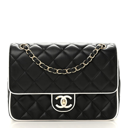 Chanel Lambskin Quilted Resin Graphic Frame Flap Bag Black White 1 of 11