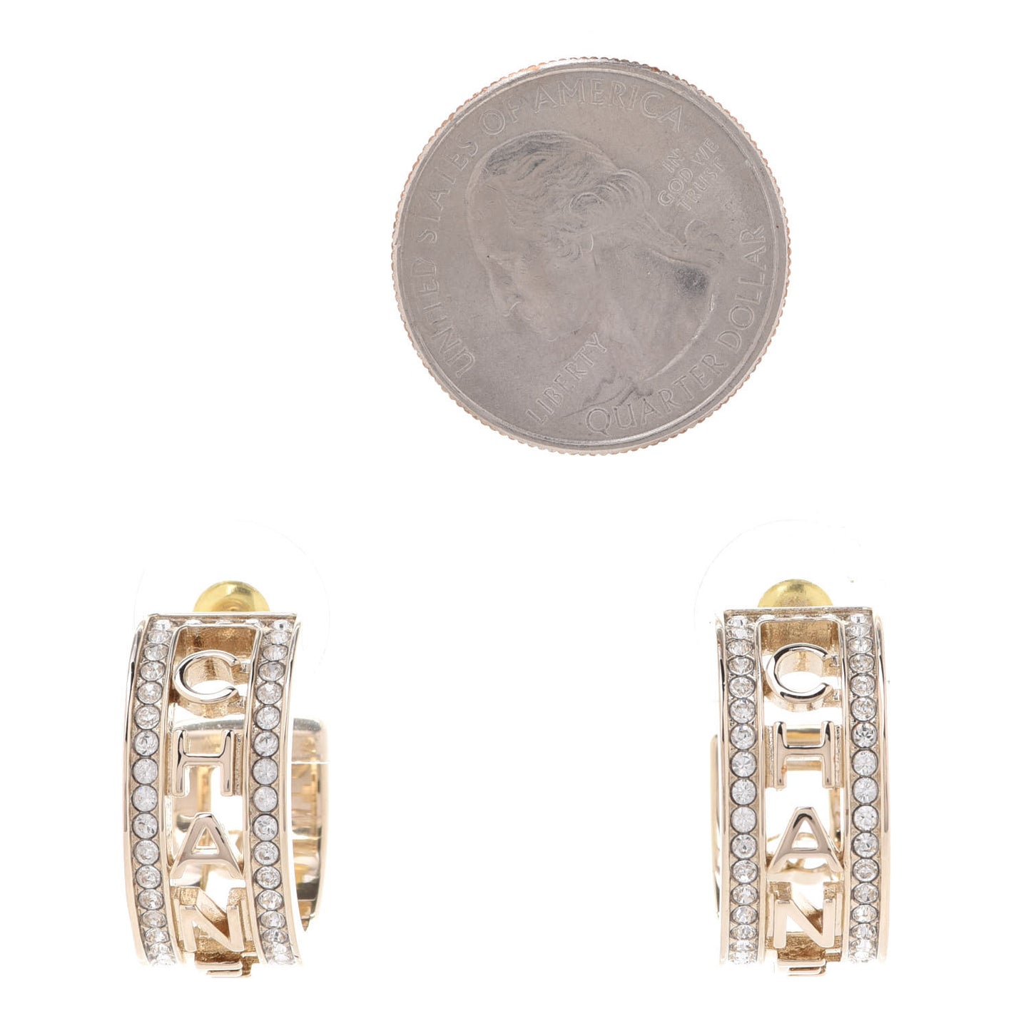 Metal Crystal Bow-tiful CC Hoop Earrings Gold