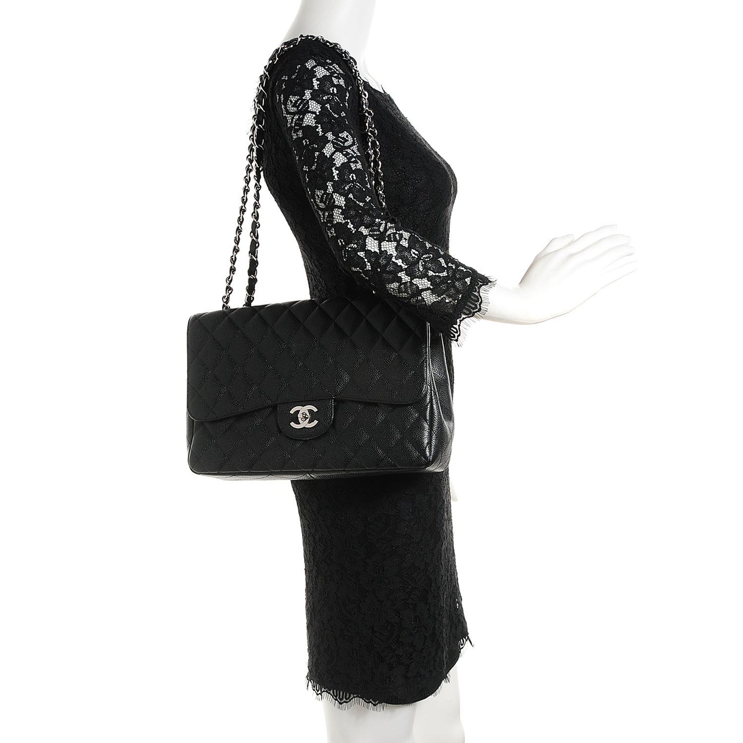 Caviar Quilted Jumbo Single Flap Black