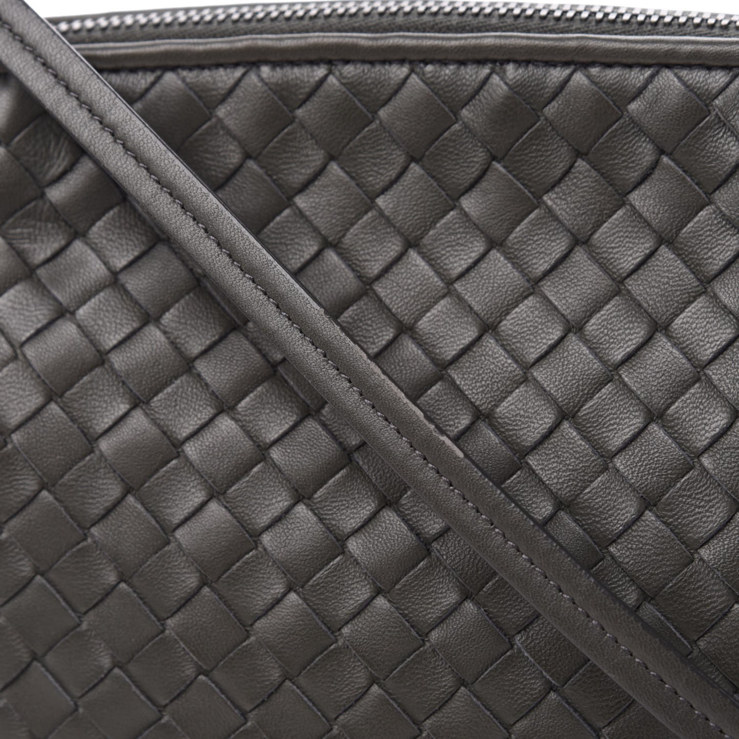 Nappa Intrecciato Pillow Crossbody Messenger Light Grey