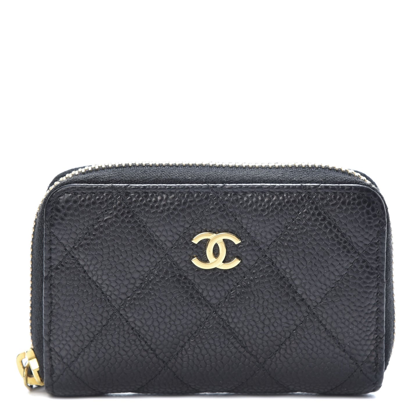 Caviar Quilted Zip Coin Purse Black