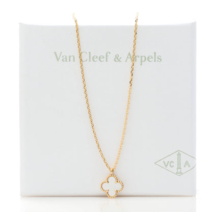 Van Cleef & Arpels 18K Yellow Gold Mother of Pearl Sweet Alhambra Pendant Necklace 6 of 6
