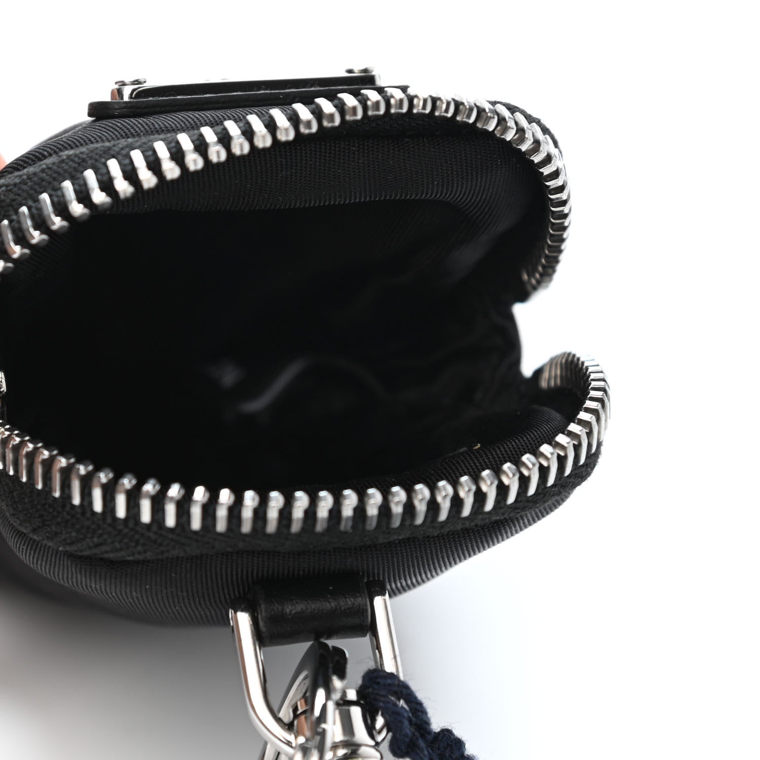 Prada Re-Nylon Pocket Triangle Padded Mini Key Chain Pouch Black 4 of 4