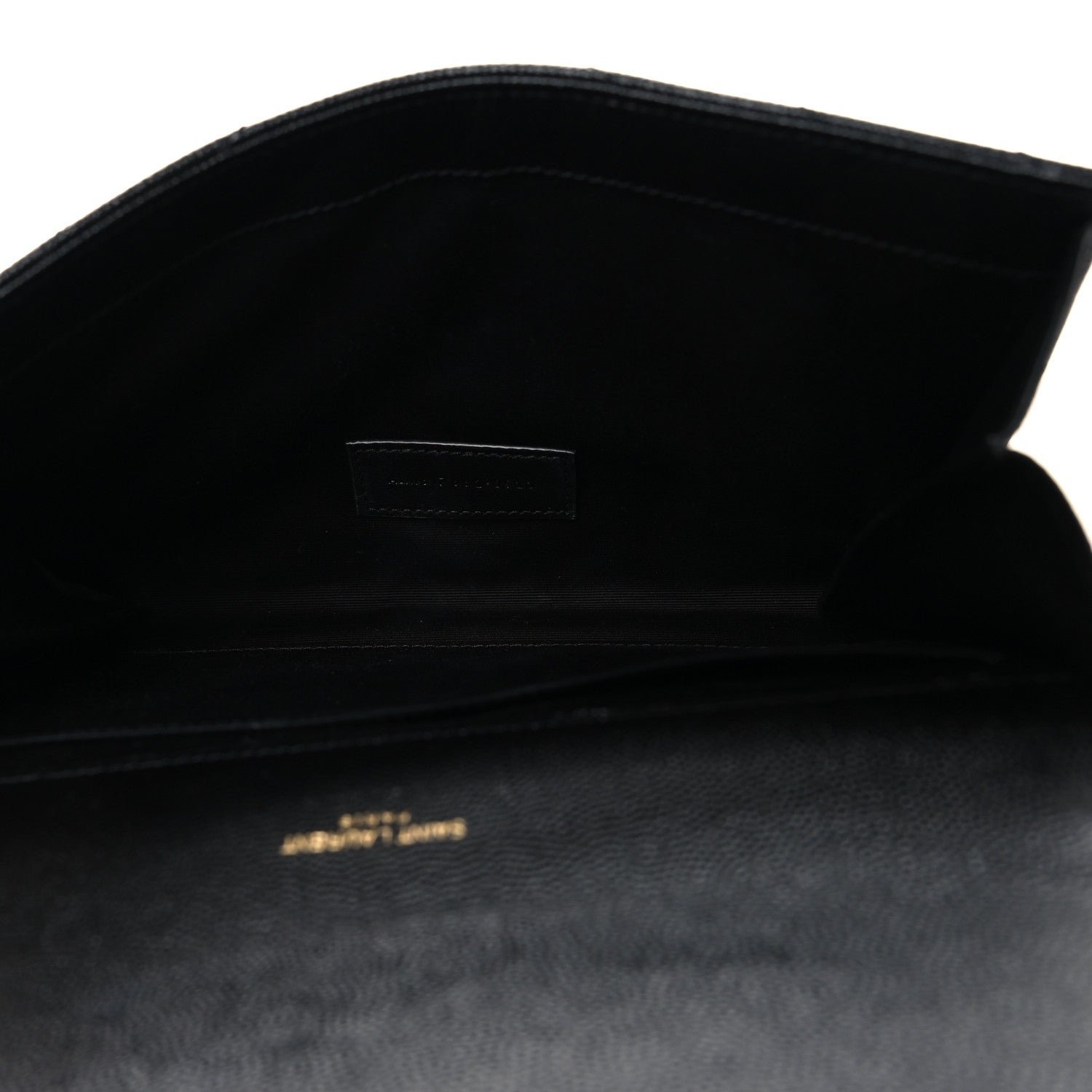 Saint Laurent Grain De Poudre Matelasse Chevron Monogram Envelope Clutch Black 5 of 7