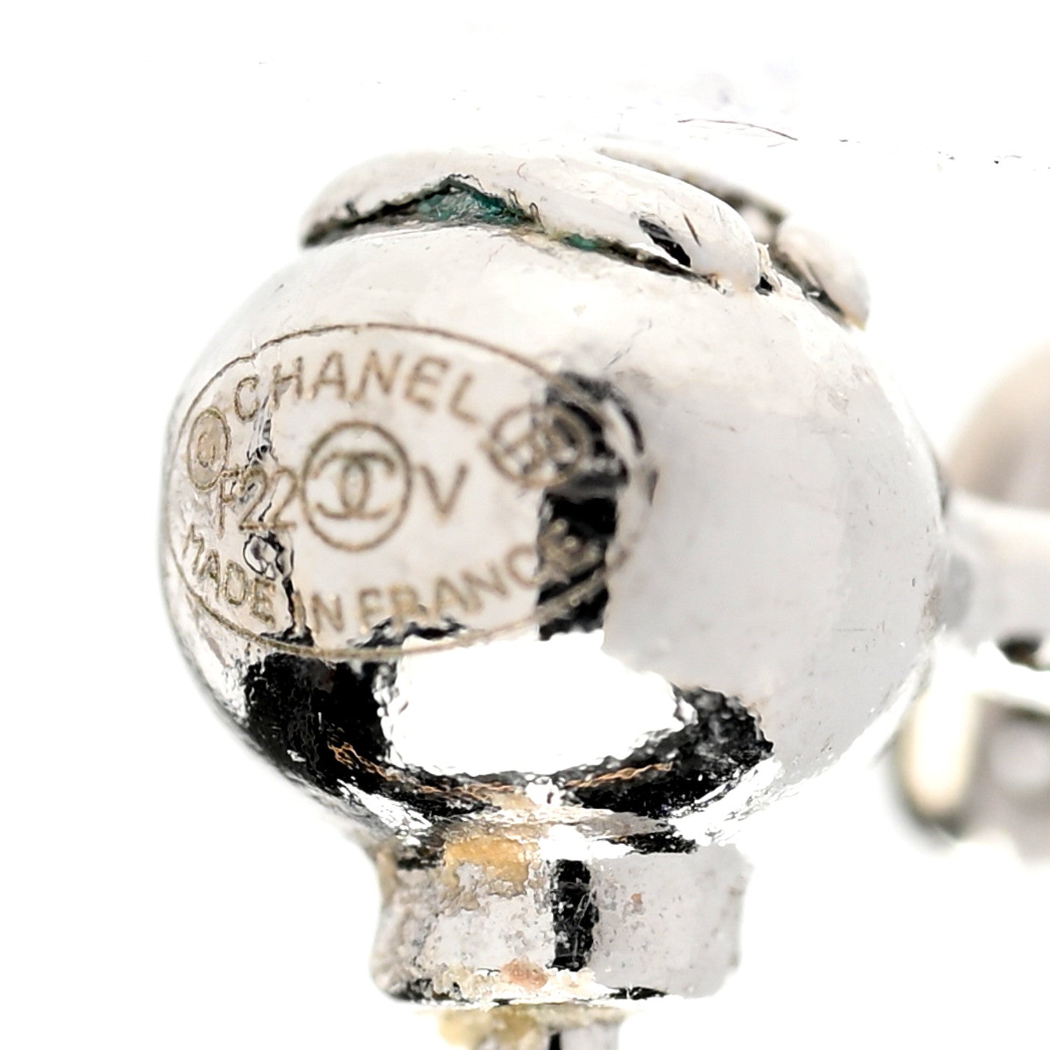 Chanel Baguette Crystal CC Drop Earrings Silver 4 of 5