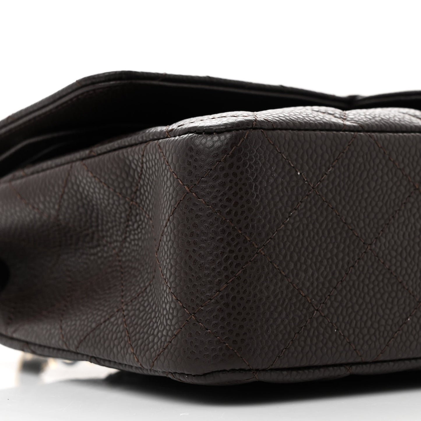 Caviar Quilted Medium Double Flap Brown