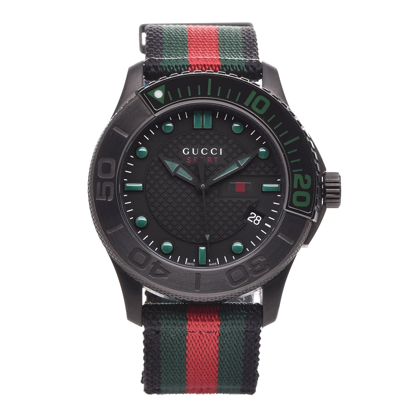 Stainless Steel Nylon 44mm Gucci Sport Web Quartz Watch Black