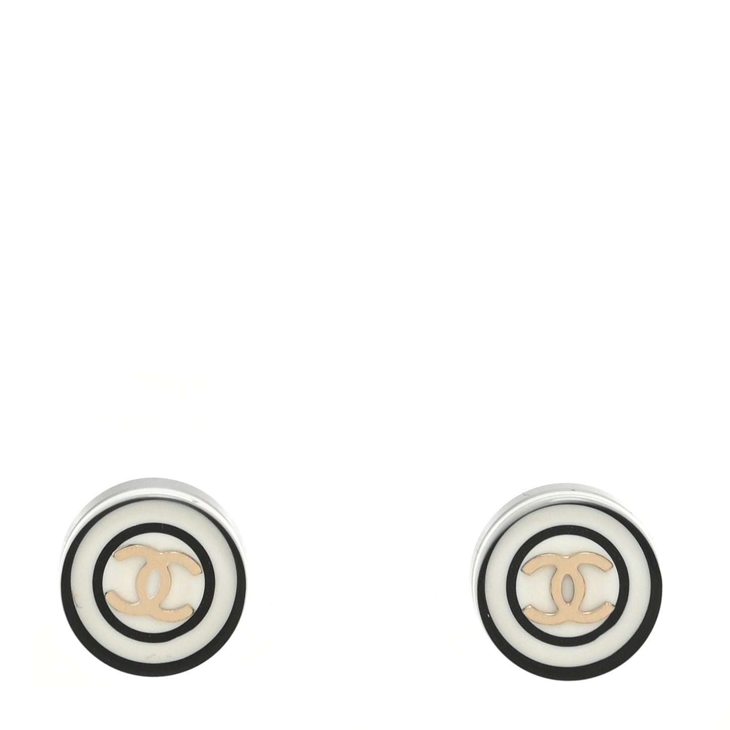 Resin CC Stud Earrings Black White