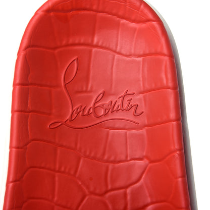 Christian Louboutin LOUBOUTIN Calfskin Spiked Crocodile Embossed Rubber Pool Fun Platform Flat Slide Sandals 42 Red 8 of 14
