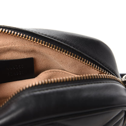 Gucci Calfskin Matelasse Mini GG Marmont Chain Shoulder Bag Black 9 of 10