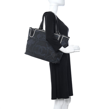 Chanel Canvas Camellia Embossed Tote Black 2 of 10