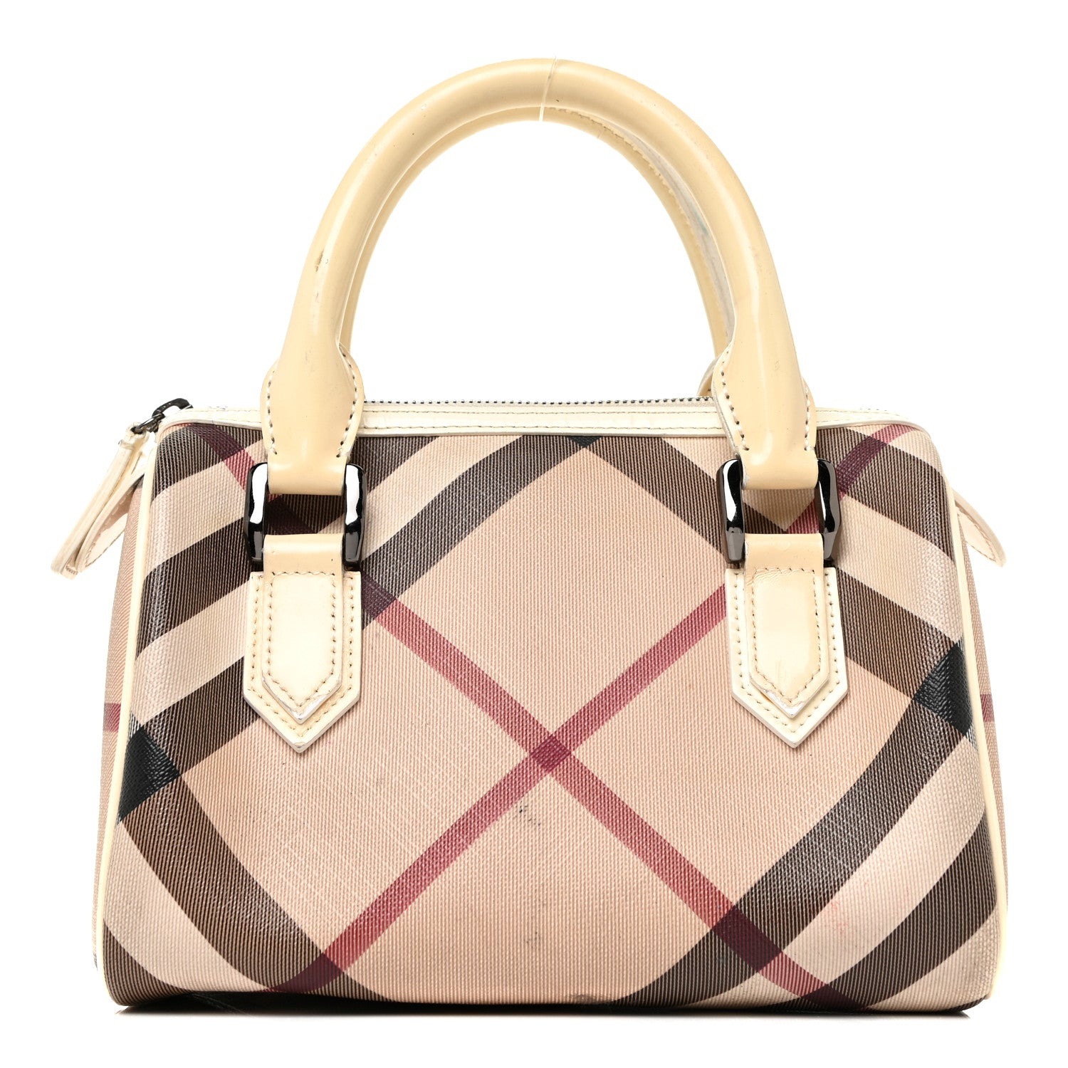 Burberry Supernova Check Patent Mini Chester Bowling Bag White 1 of 24