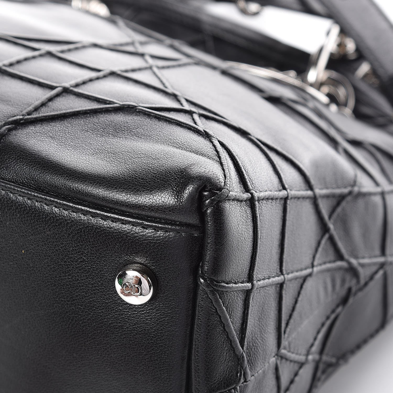 Christian Dior Lambskin Cannage Medium Granville Tote Black 13 of 20
