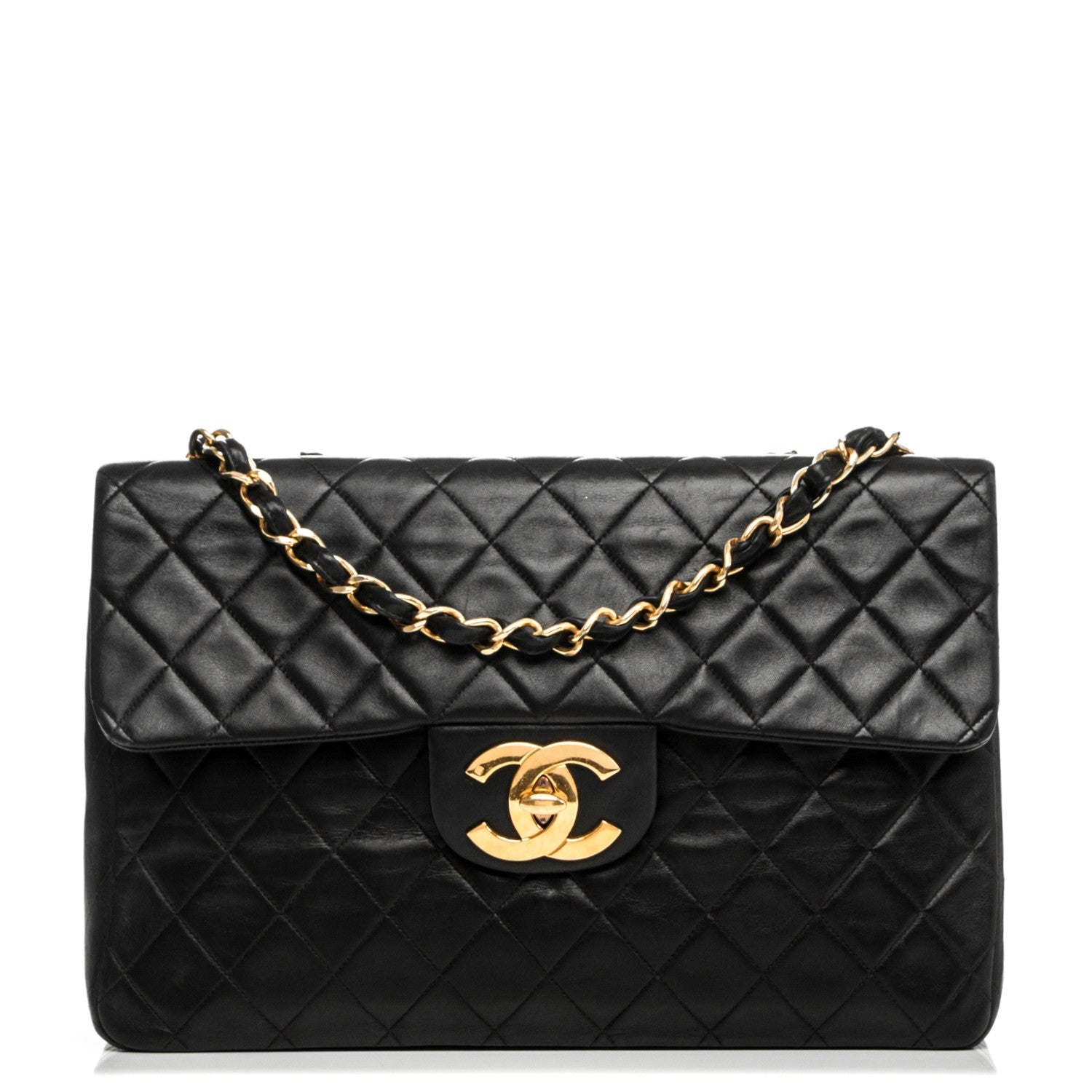 Chanel Lambskin Quilted XL Jumbo Single Flap Black 1 of 11